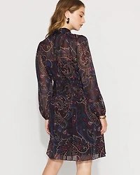 Paisley Mockneck Chiffon Dress