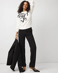 Floral Applique Pullover Sweater