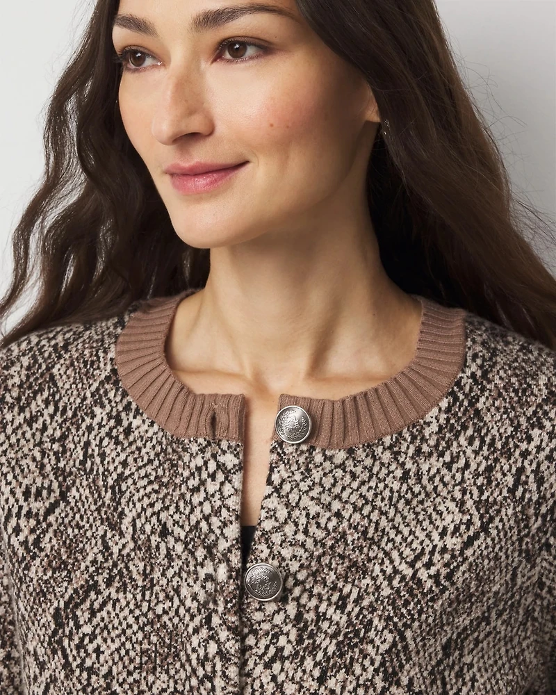 Snake Print Button-Front Cardigan