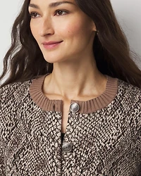 Snake Print Button-Front Cardigan
