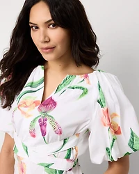 Puff Sleeve Poplin Blouse