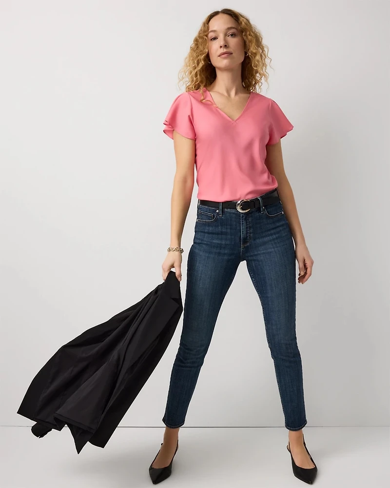 Flutter Sleeve Crepe Shell