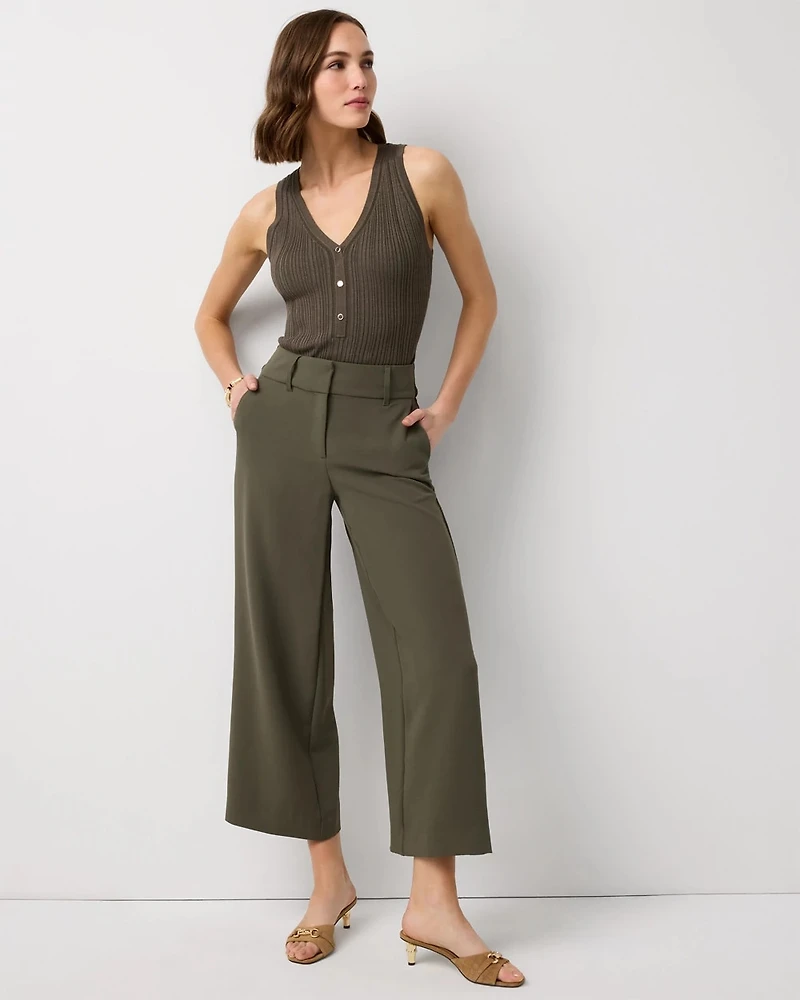 High Rise Wide Leg Cropped Pant