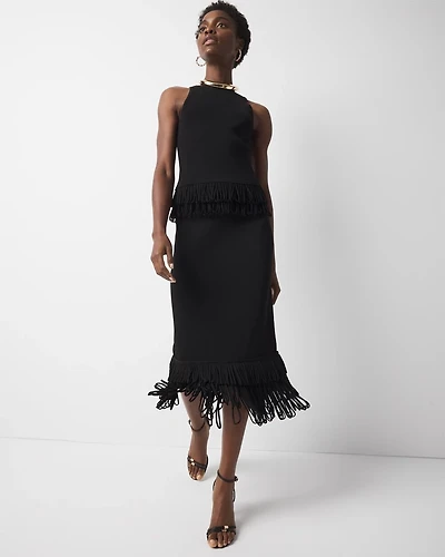 Petite Fringe Hem Pencil Skirt