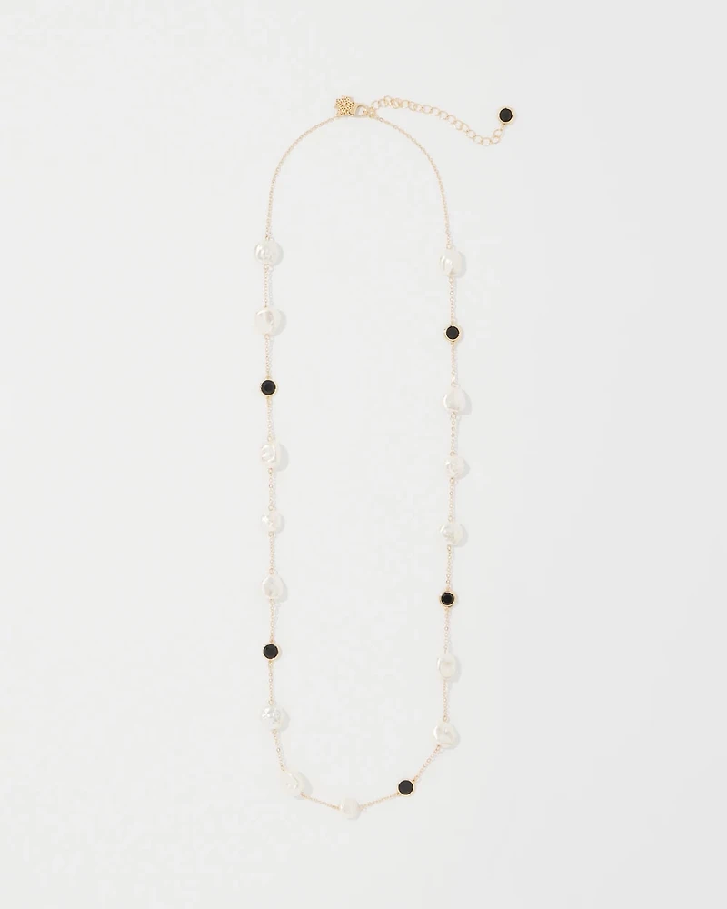 Black + White Single Strand Necklace