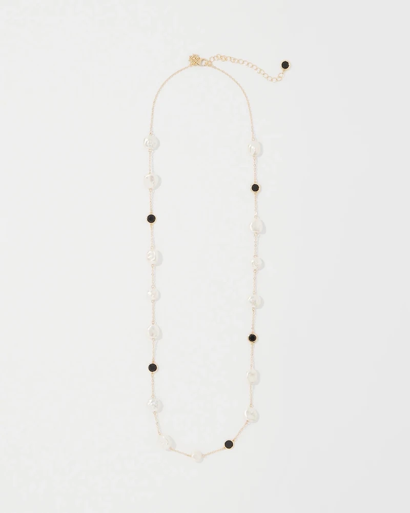 Black + White Single Strand Necklace