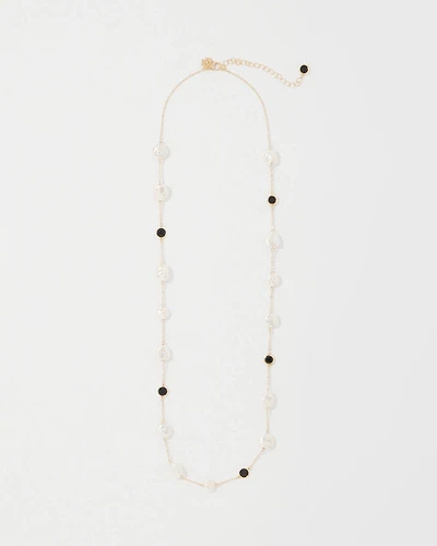 Black + White Single Strand Necklace