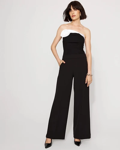 High-Rise Flat-Front Wide-Leg Pant