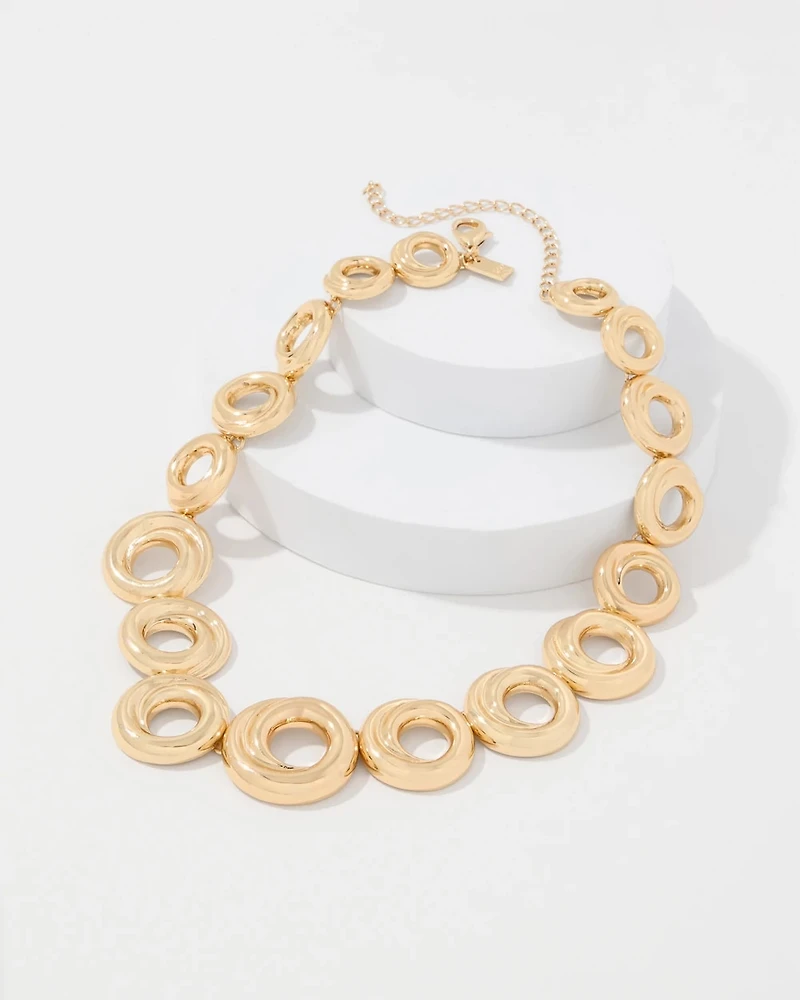 Sculptural Rings Single Strand Necklace