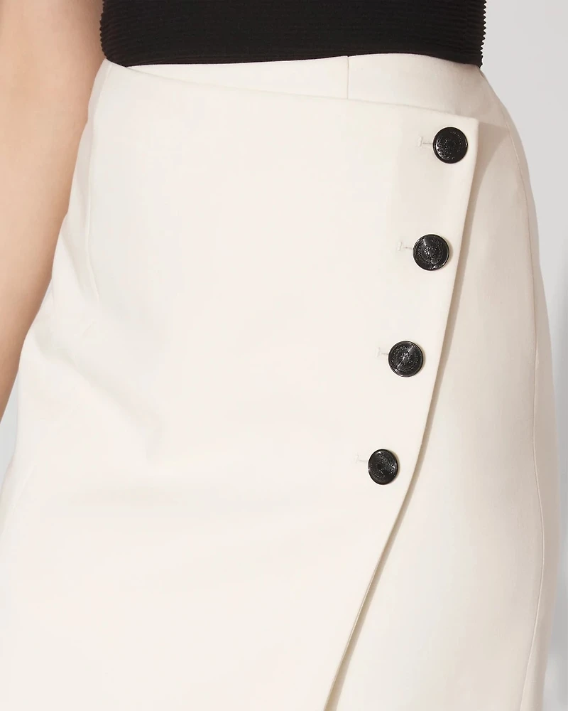 Asymmetric Button Front Pencil Skirt