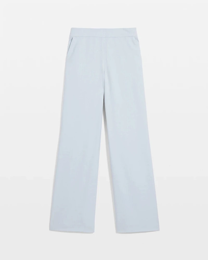 Petite Crosshatch Flat-Front Wide Leg Pants