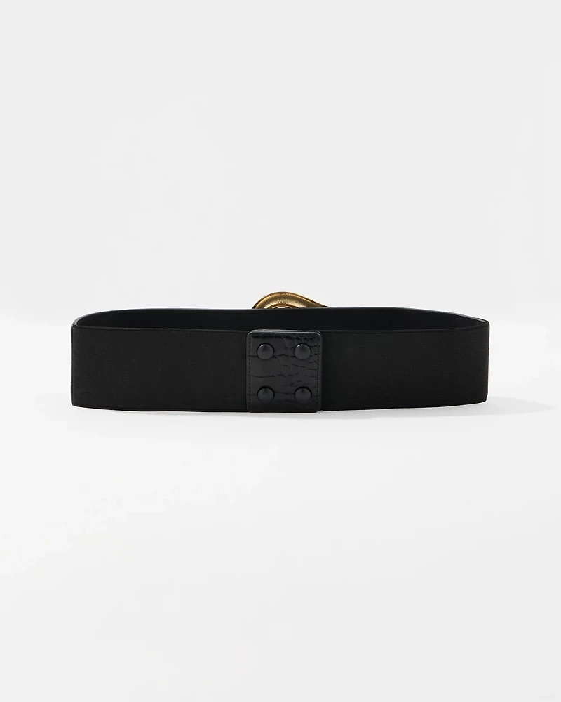 Faux Croc Wide Waist Belt