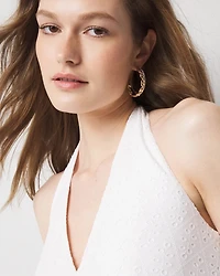 Mariner Links & Pavé Double Hoop Earrings