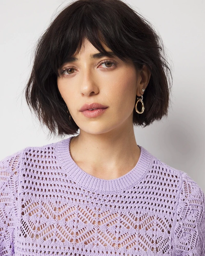 Puff Sleeve Pointelle Sweater