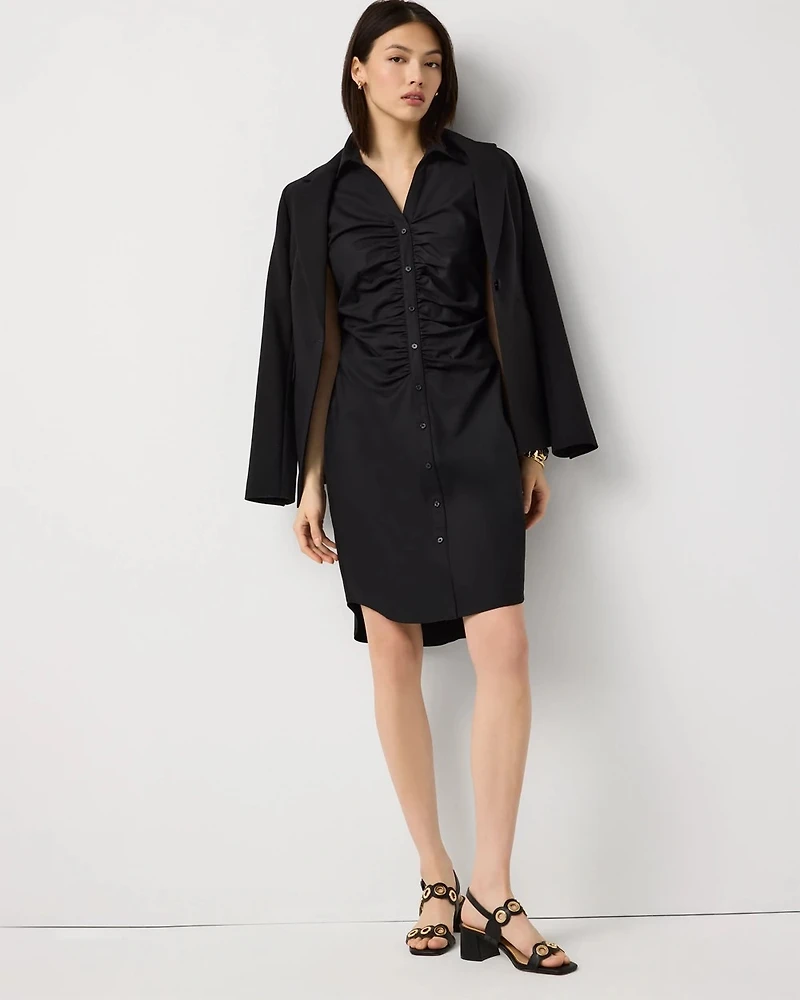 Petite Ruched Shirt Dress