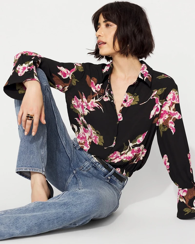 Long-Sleeve Flare Cuff Shirt