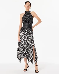 Handkerchief Hem Chiffon Halter Midi Dress