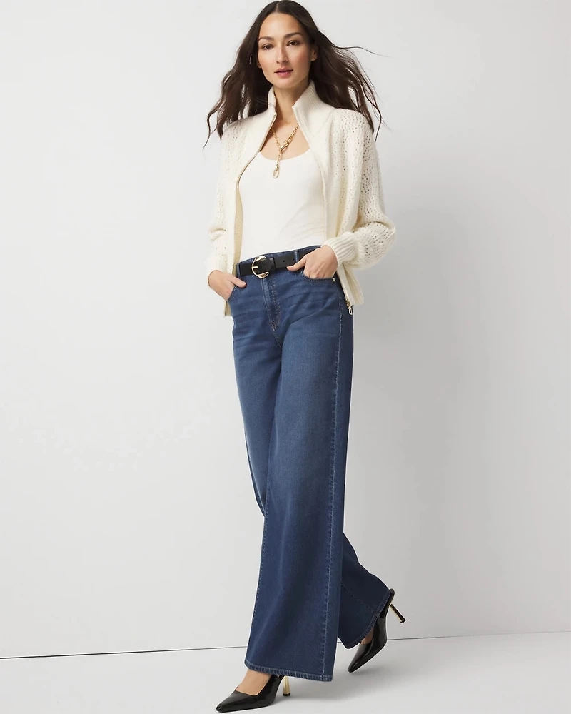 Wool-Blend Zip-Front Cardigan