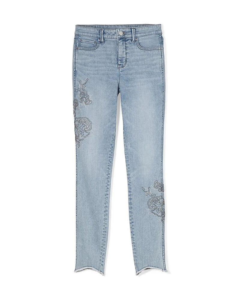 High-Rise Ball Chain Embroidered Skinny Jeans