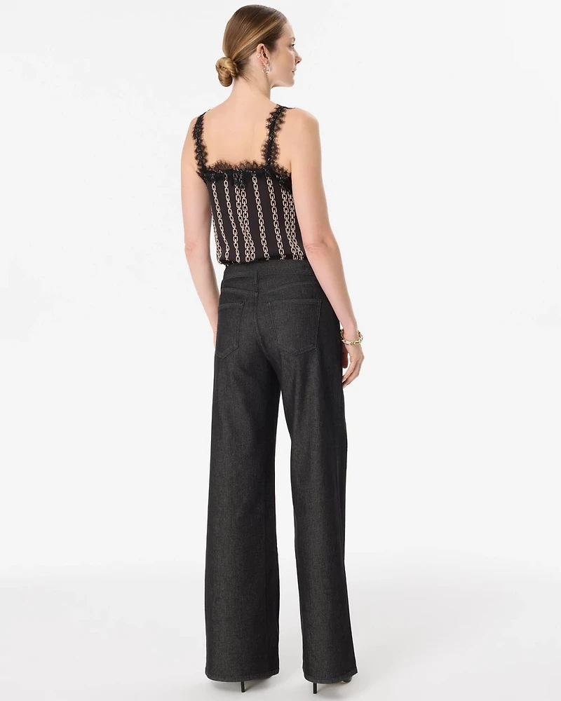 Petite Lurex High-Rise Wide Leg Ease Jean