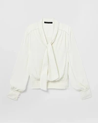 Long Sleeve Tie V-Neck Blouse