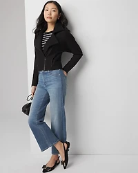 Asymmetrical Zipper Moto  Sweater Jacket