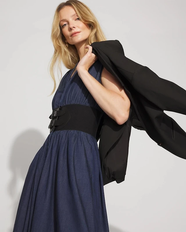 White House Black Market Tencel Belted Denim Midi Dress at Hamilton Place  in Chattanooga, TN