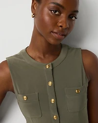 Sleeveless Button Front Dress