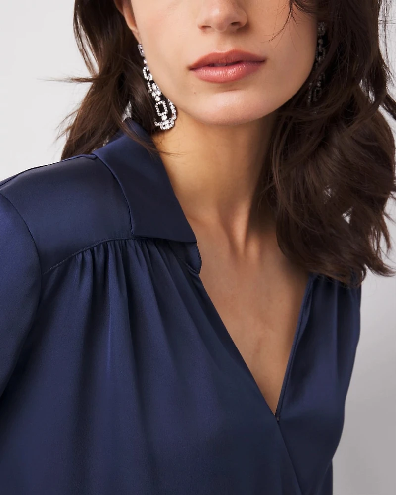 Satin Surplice Blouse