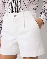 High-Rise Pleated Denim Short