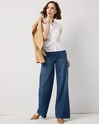 Stretch Poplin Twist Front Shell