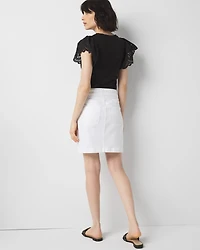 Petite Braided Waist Denim A-Line Miniskirt