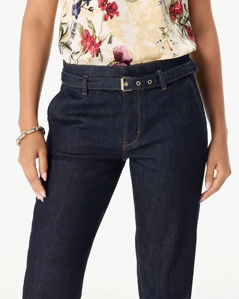 Cuffed High-Rise Straight Ankle Jean