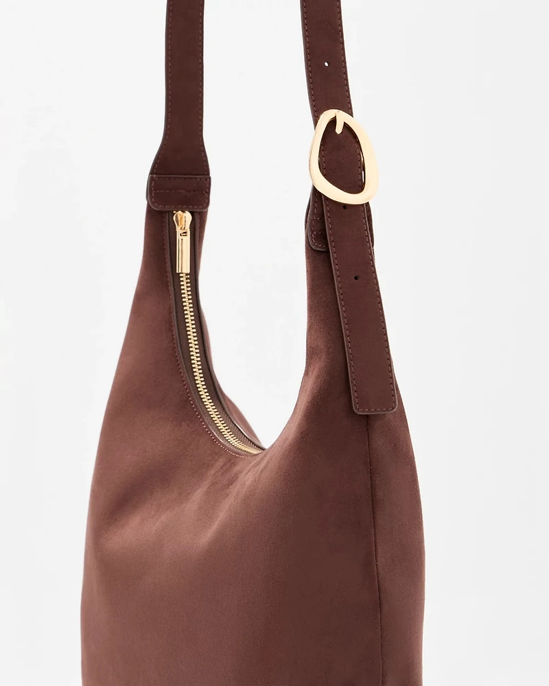 Faux Suede Shoulder Bag