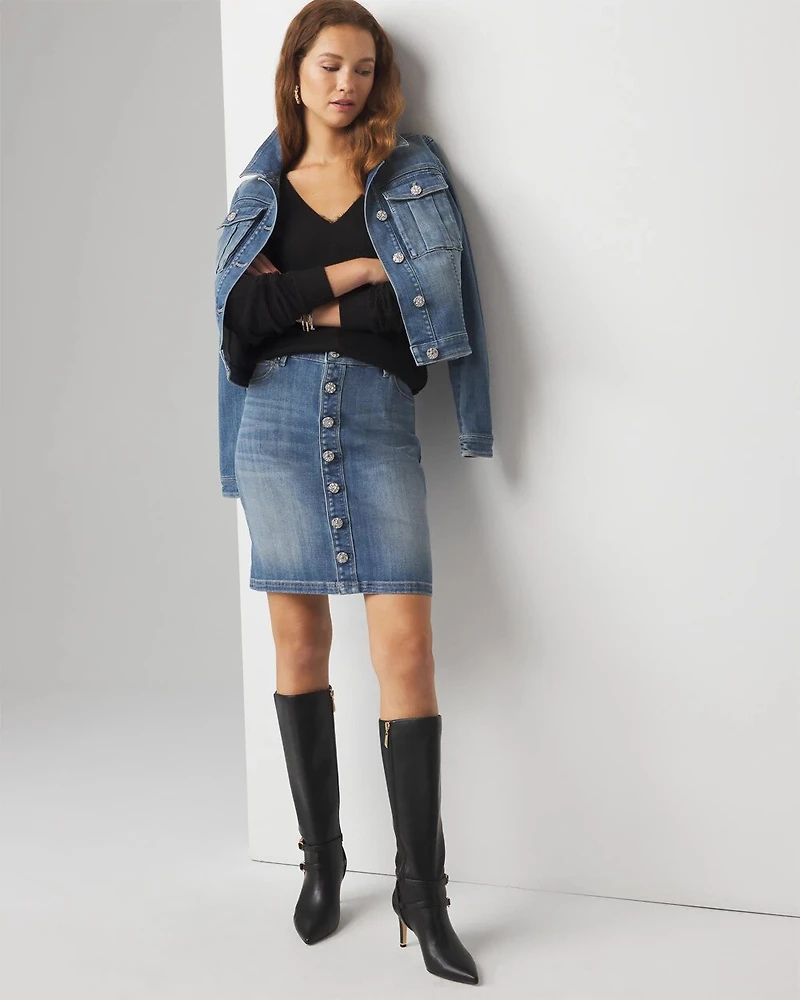 Embellished Denim Mini Skirt