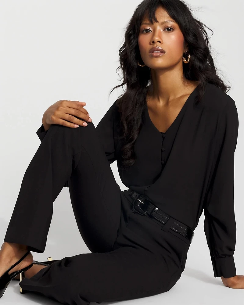 Long-Sleeve Button-Up Blouse