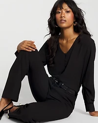 Long-Sleeve Button-Up Blouse