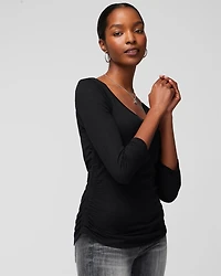 Shirred Scoop Neck Tee