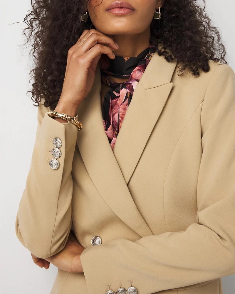 Petite Cropped Double Button Blazer