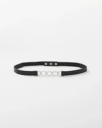 Silver Chain + Faux Leather Stretch Belt
