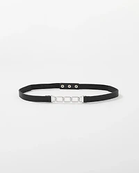 Silver Chain + Faux Leather Stretch Belt