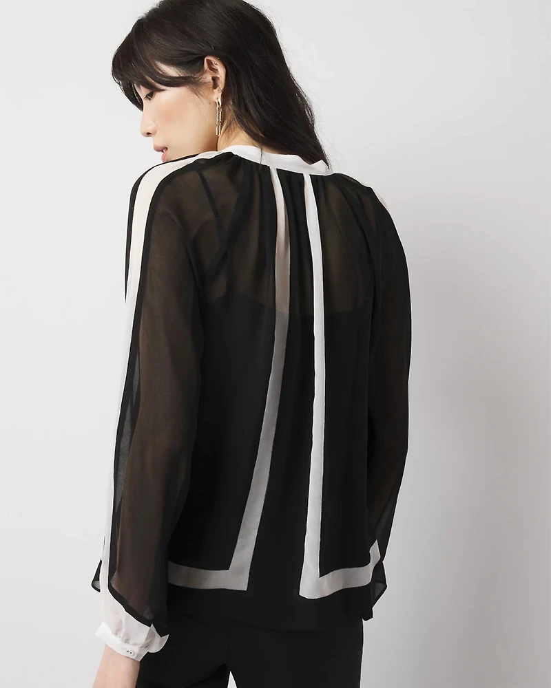 Chiffon Colorblock Blouse