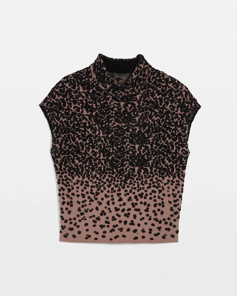 Mock Neck Ombre Animal-Print Sweater