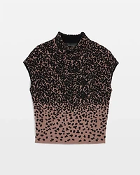 Mock Neck Ombre Animal-Print Sweater