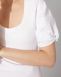 Ribbed Poplin Twist Sleeve Tee