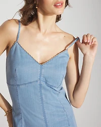 Chain Detail Denim Maxi Dress