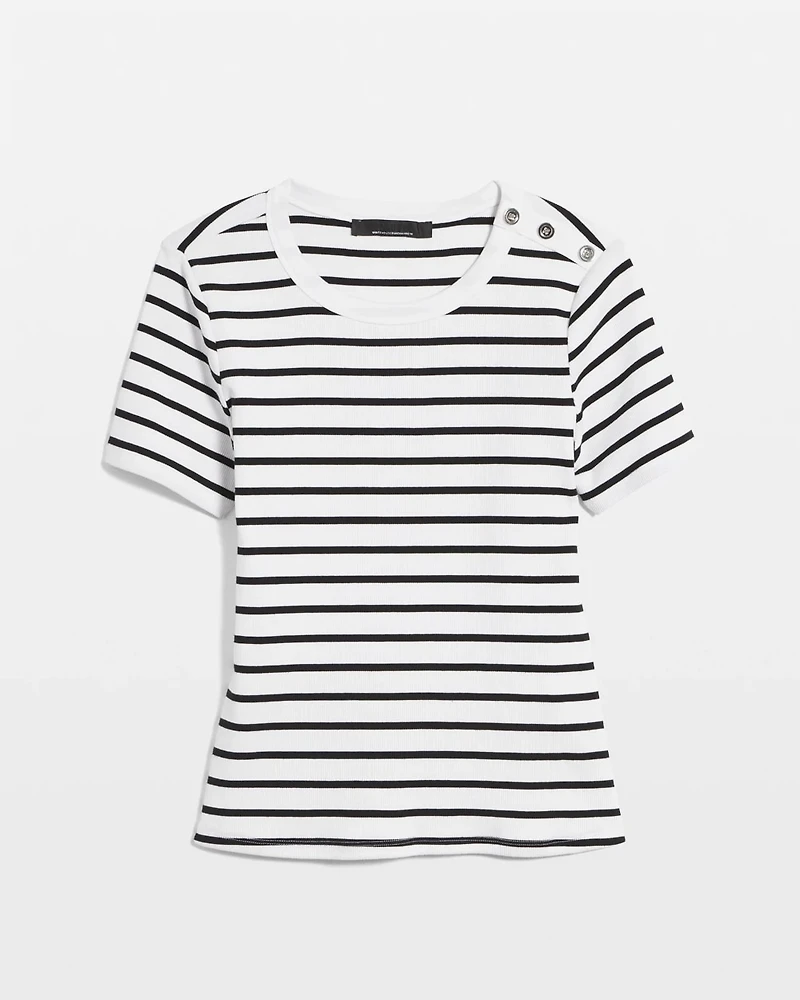WHBM FORME™  Ribbed Stretch Button Shoulder Tee