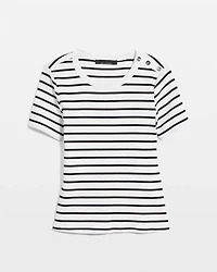 WHBM FORME™  Ribbed Stretch Button Shoulder Tee