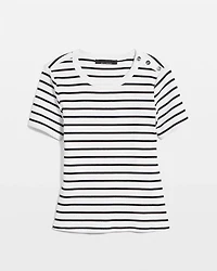 WHBM FORME™ Ribbed Stretch Button Shoulder Tee