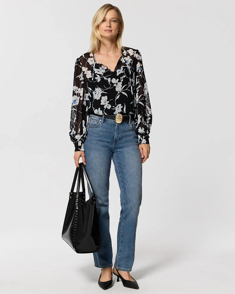 Chiffon Tie-Neck Blouse